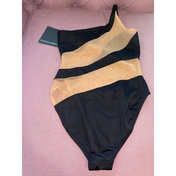 Norma Kamali Snake Mesh Mio One Piece Swimsuit in Black & Nude X-Small New Women - Picture 6 of 15
